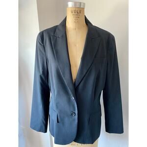 Theory Pinstripe Wool Blend Blazer in Black size 12 (runs small)